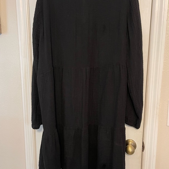 Black Beach Lunch Lounge L/S Cotton Dress XL - Picture 3 of 5